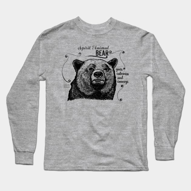 Spirit animal - bear black Long Sleeve T-Shirt by mnutz